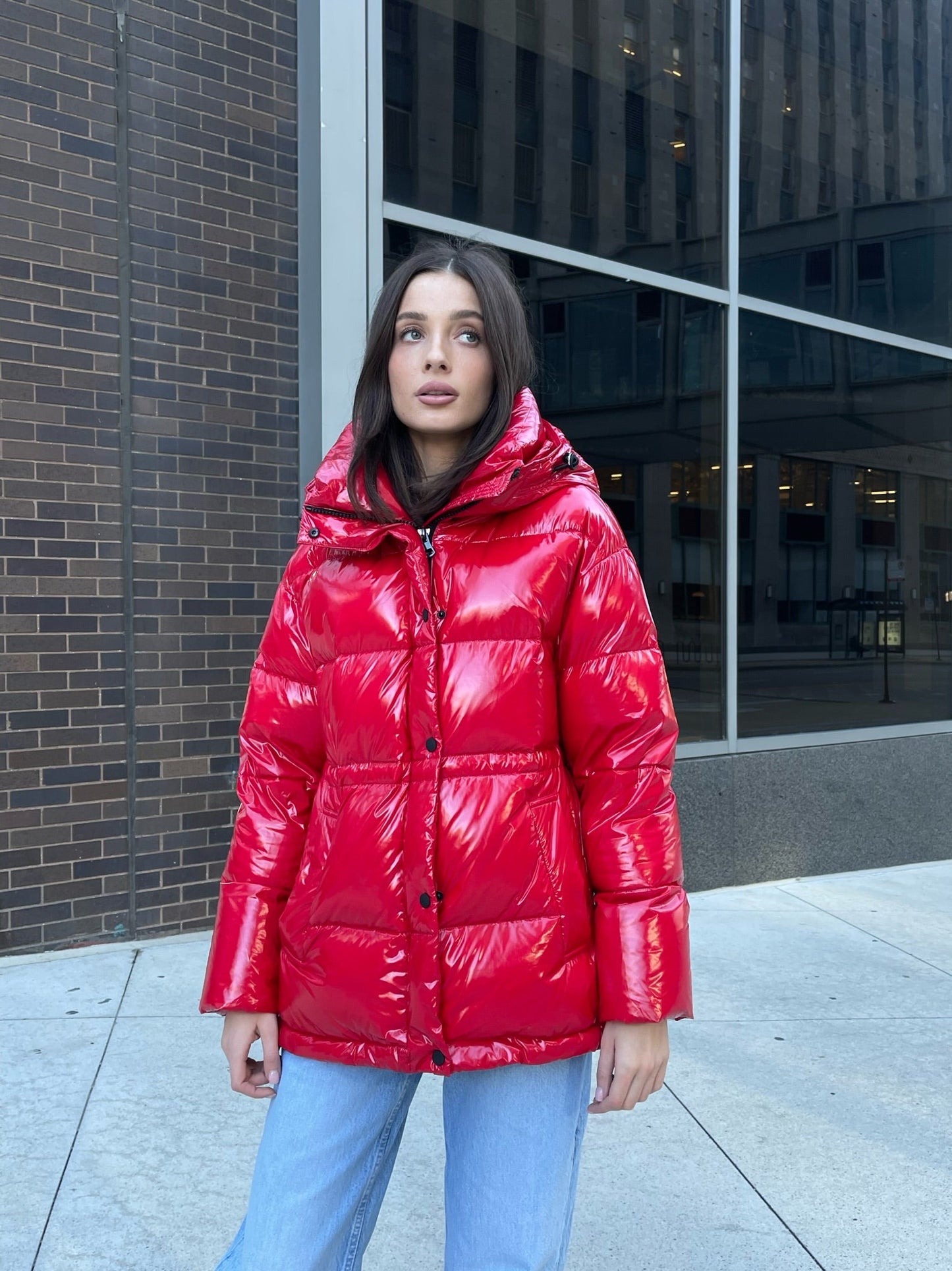 Chaqueta con capucha de plumón prémium Gia Laqué