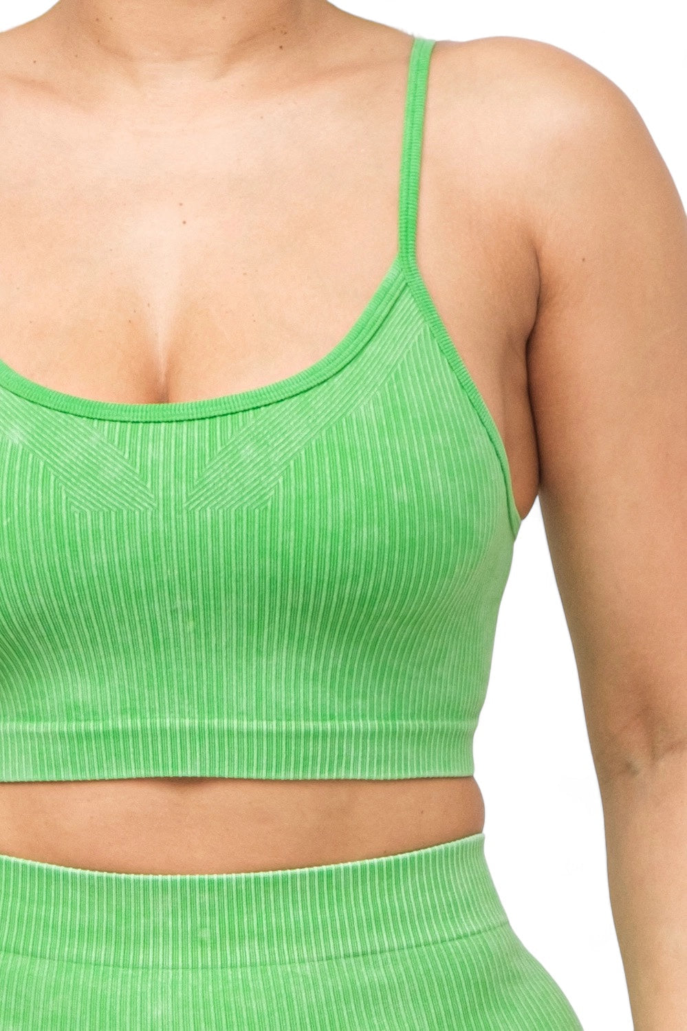 Conjunto de camiseta sin mangas y shorts básicos sin costuras lavados