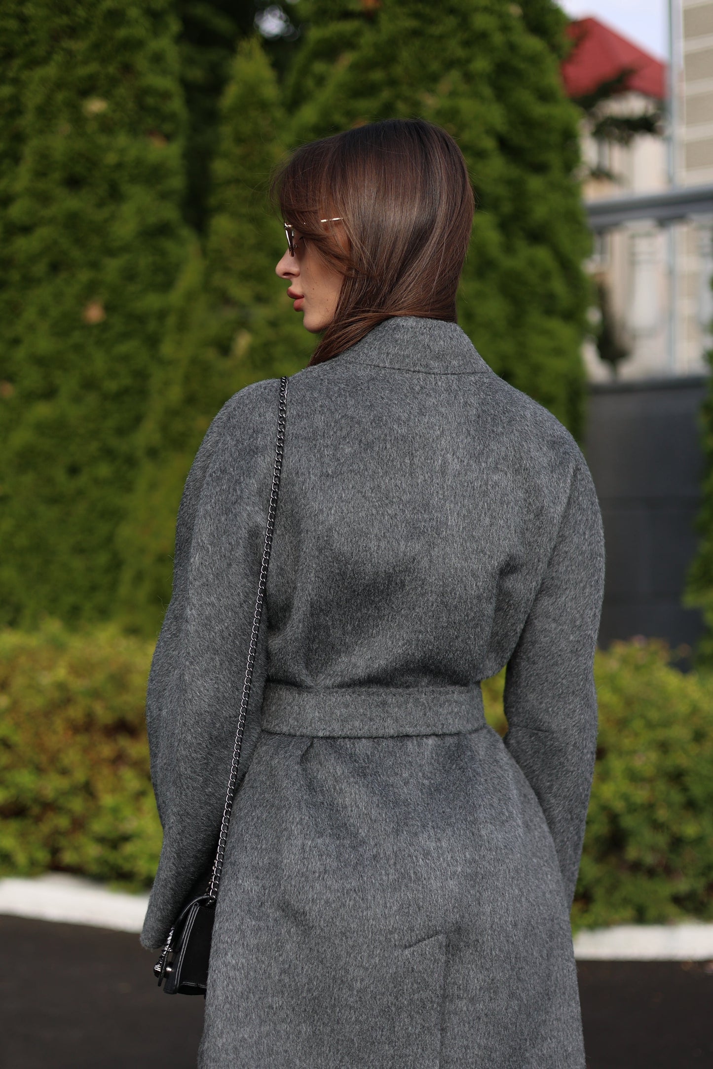 Abrigo de mezcla de lana de alpaca en gris suave