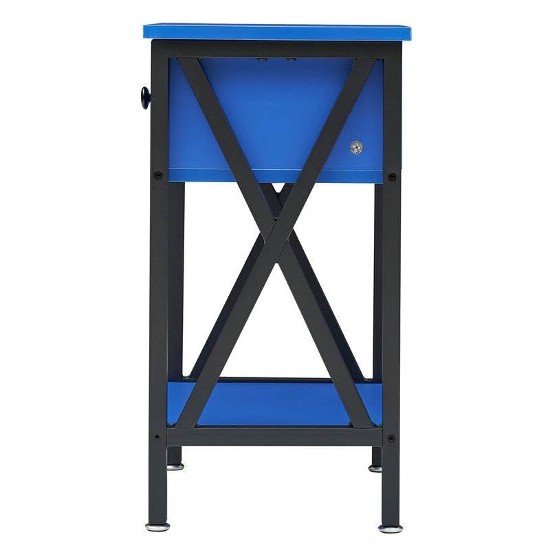 Juego de 2 – Mesitas de noche de 1 cajón en azul oscuro y negro