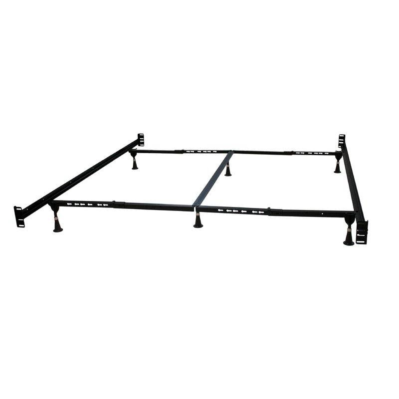 Base de cama de metal de acero California King con soportes para cabecera y piecera