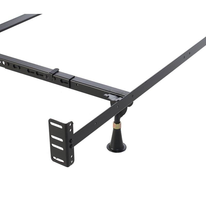 Base de cama de metal de acero California King con soportes para cabecera y piecera