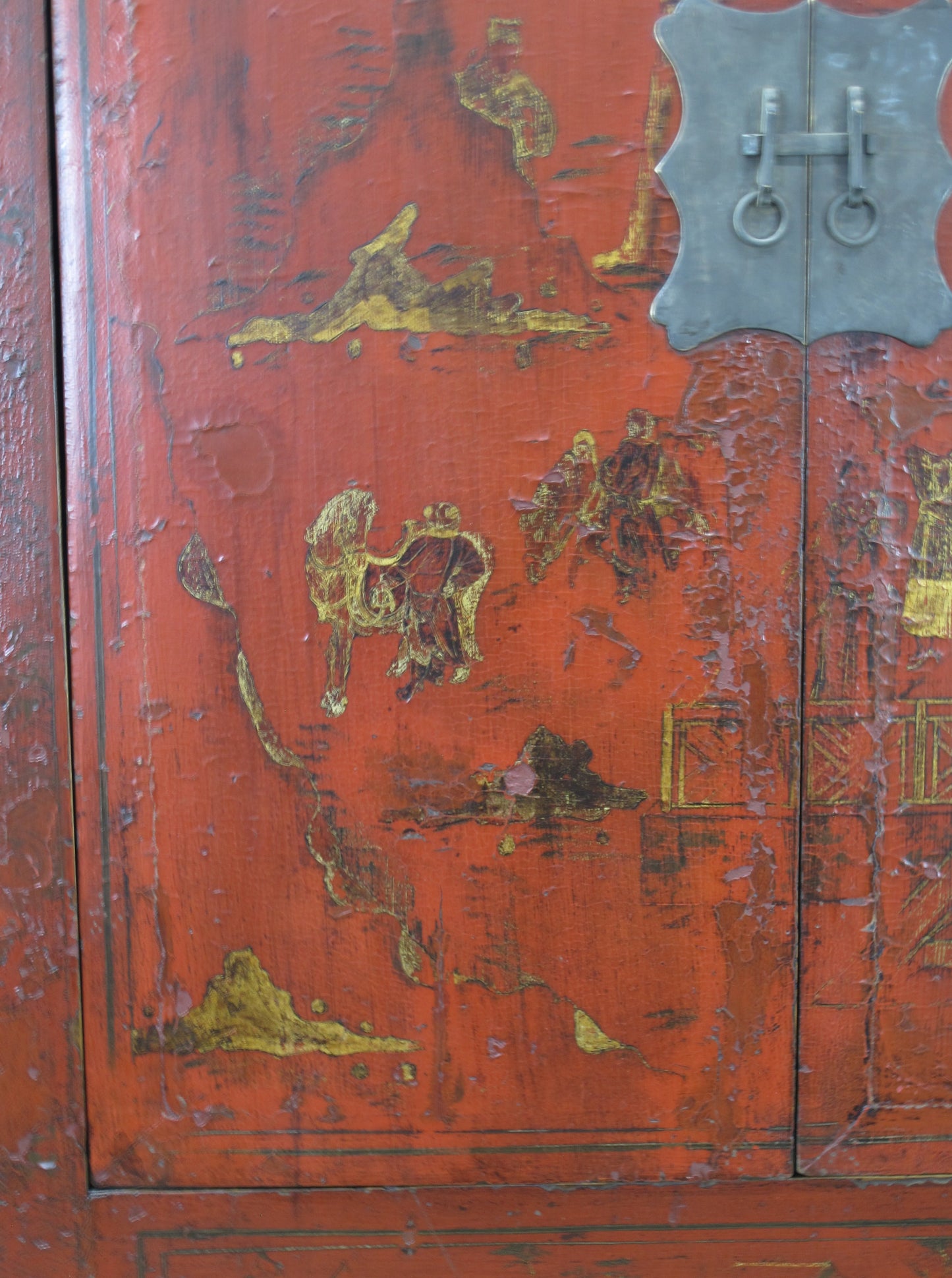 Red Antique Chinese Chinoiserie Style Cabinet