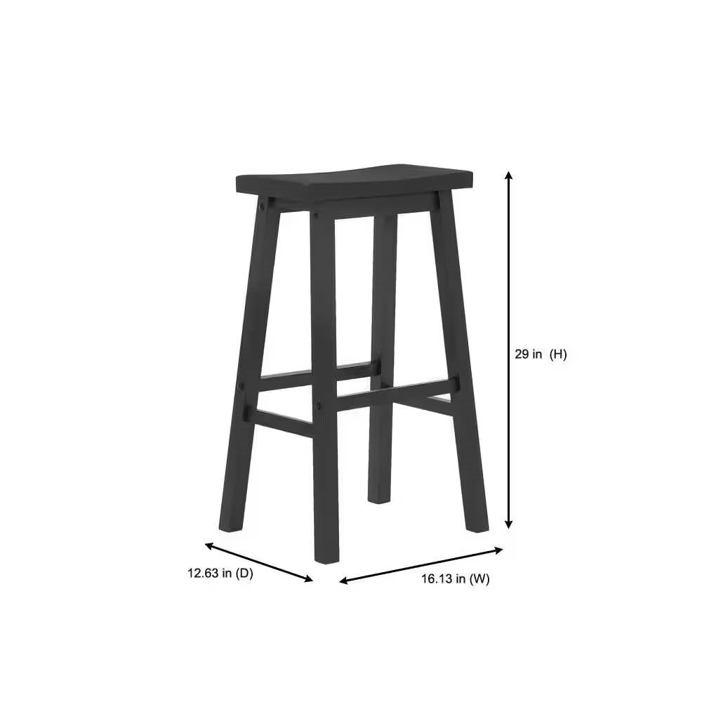 Juego de 2 taburetes de bar tipo silla de montar de altura de bar estilo granja en acabado de madera negra carbón