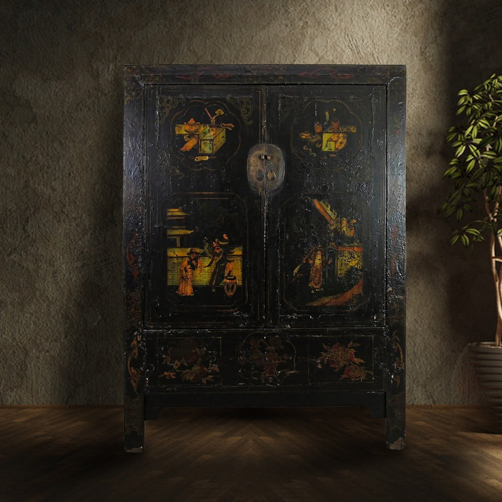 Antique Hand Painted Chinese Cabinet