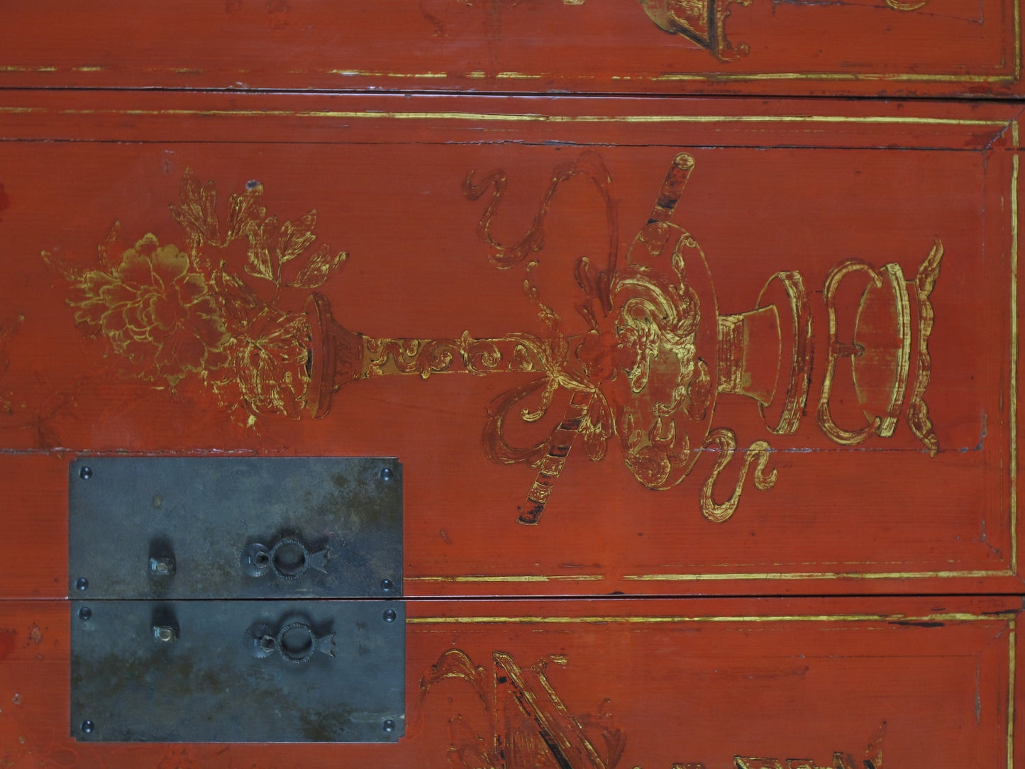 Red Antique Chinese Wedding Cabinet – 77 inches Tall