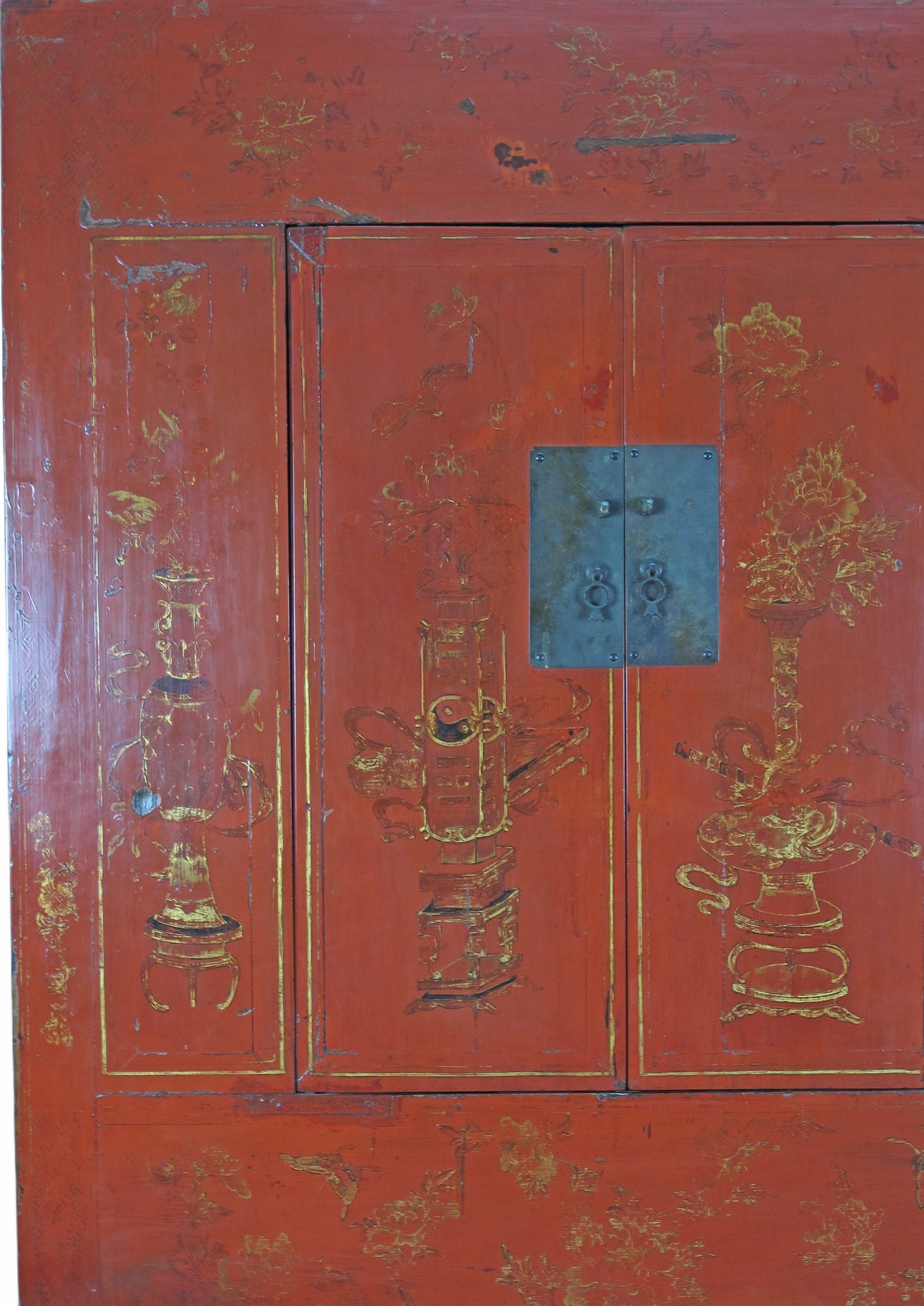 Red Antique Chinese Wedding Cabinet – 77 inches Tall