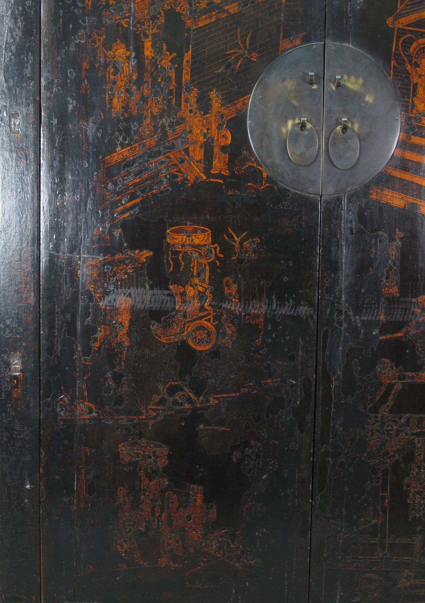 Mueble aparador chino antiguo negro de 213 cm de altura
