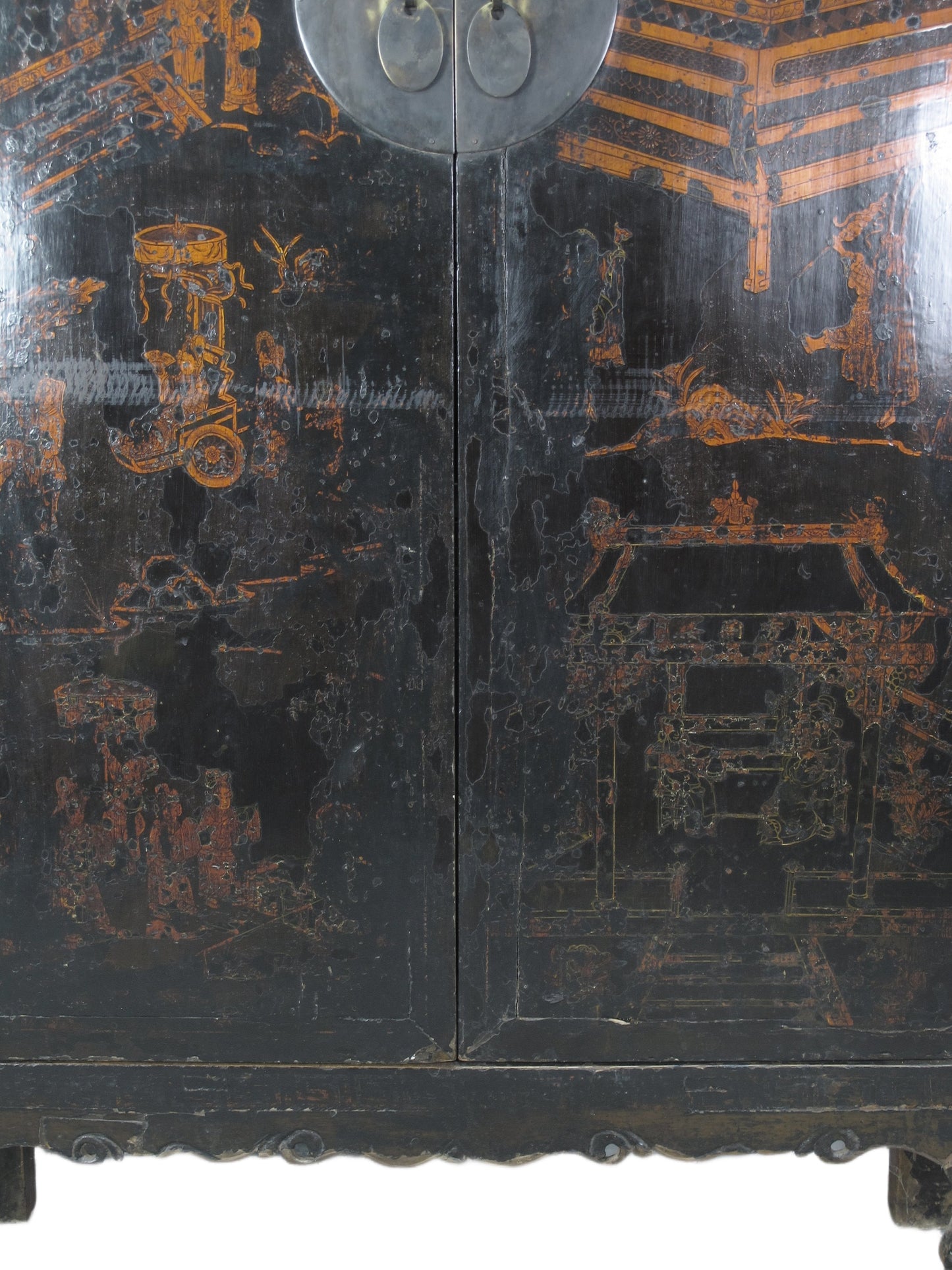 Mueble aparador chino antiguo negro de 213 cm de altura