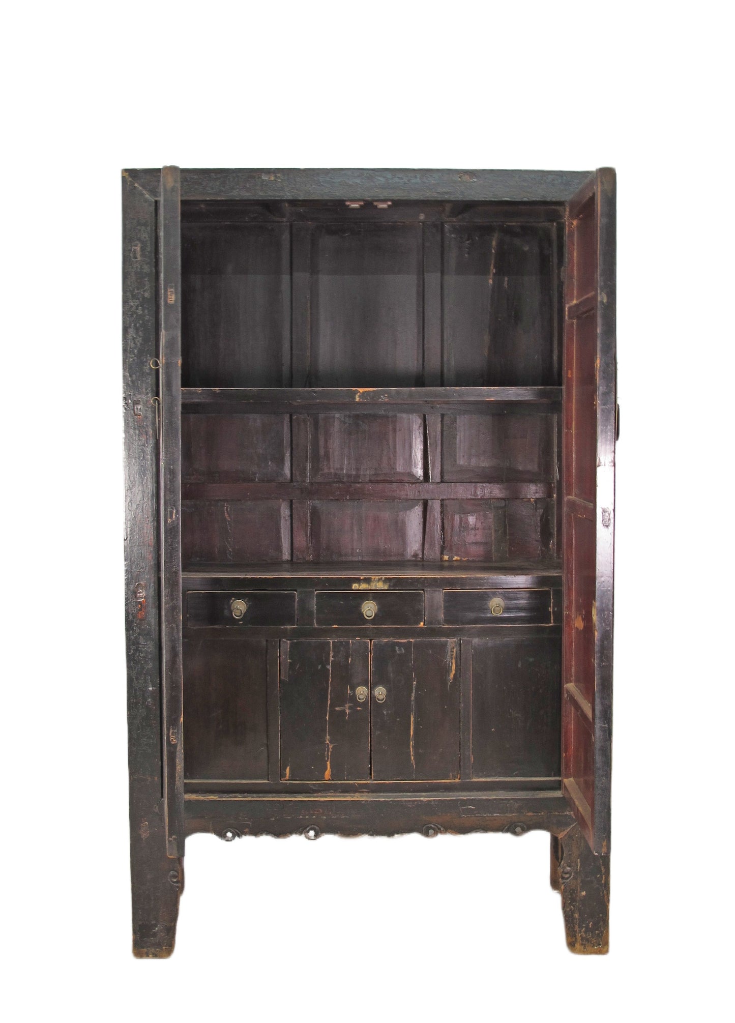 Mueble aparador chino antiguo negro de 213 cm de altura