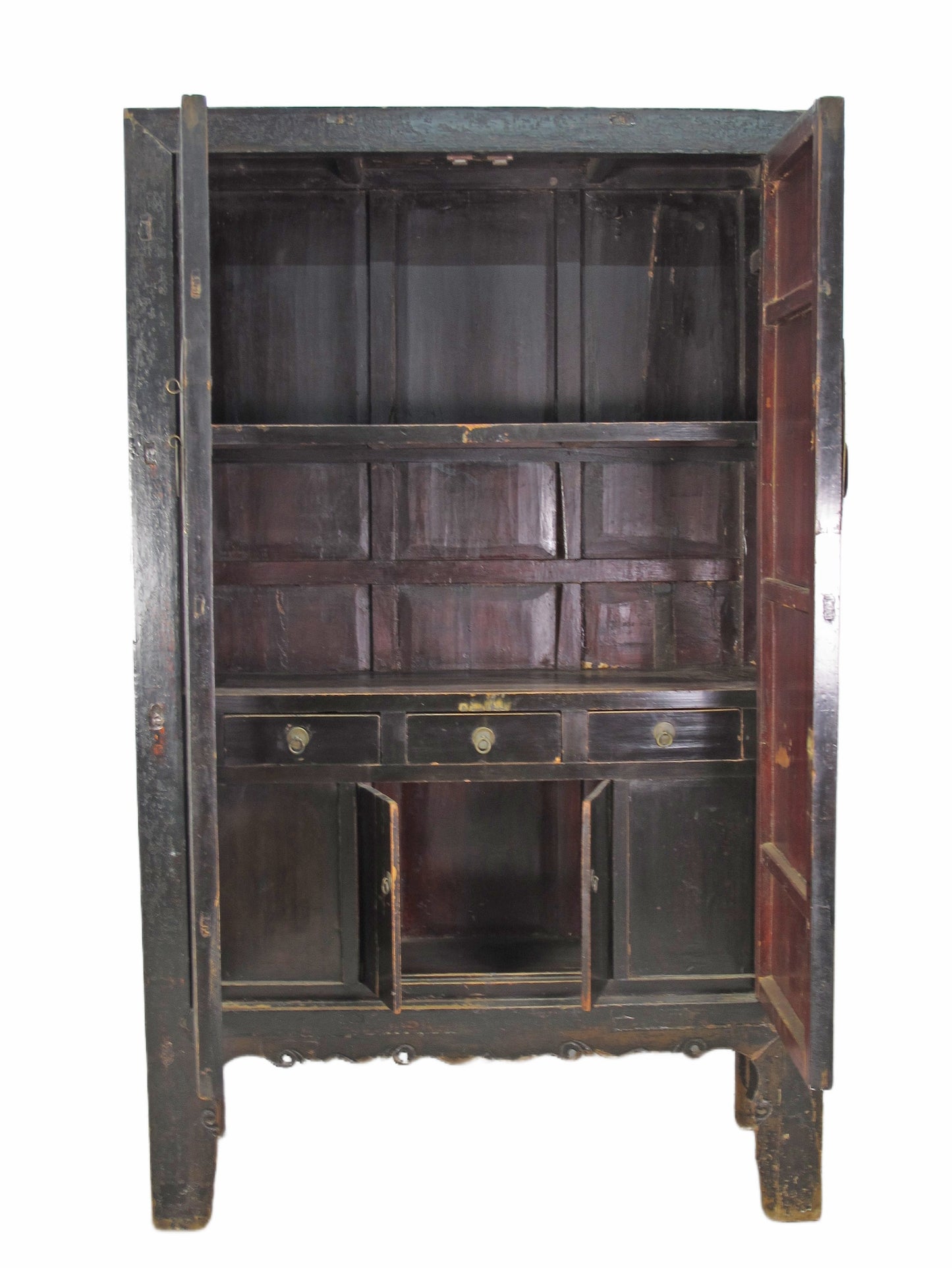 Mueble aparador chino antiguo negro de 213 cm de altura