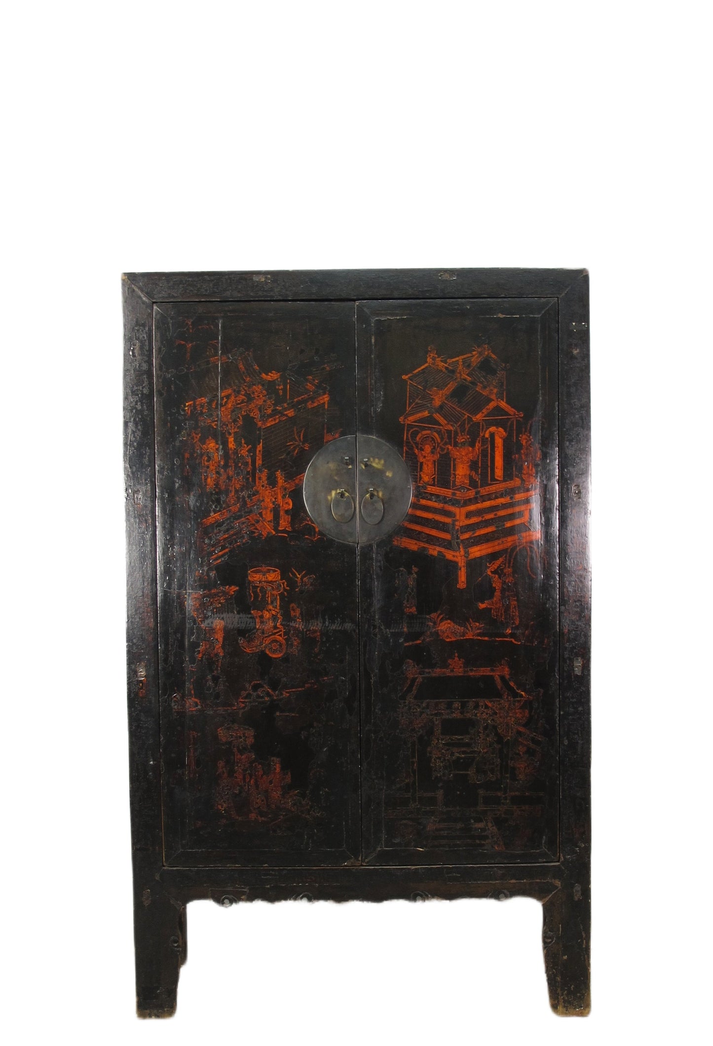 Mueble aparador chino antiguo negro de 213 cm de altura