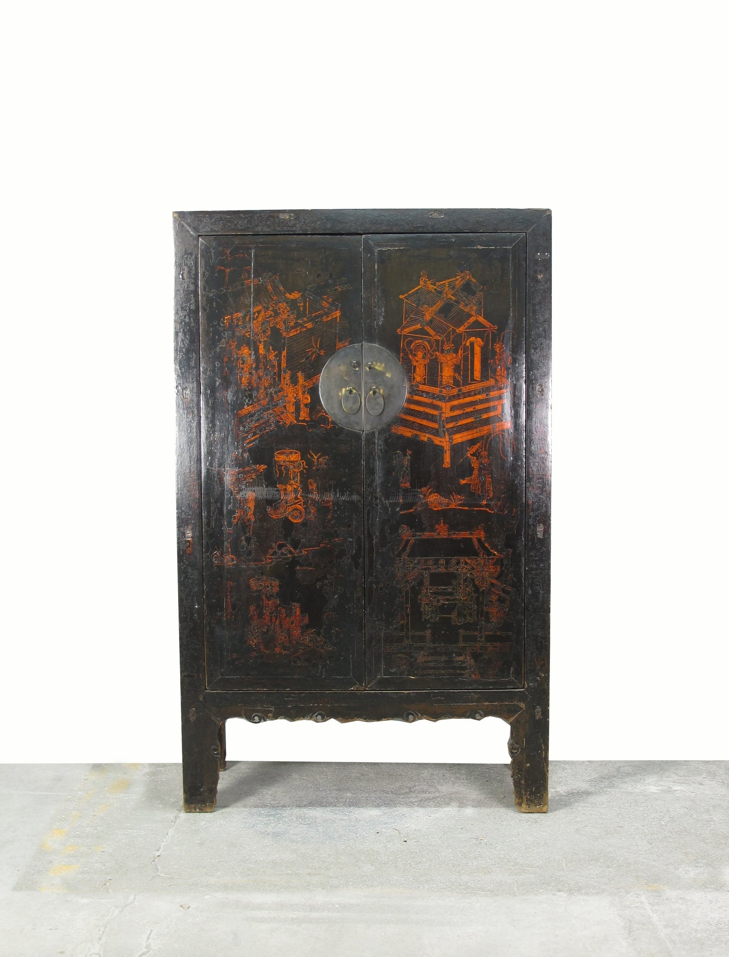 Mueble aparador chino antiguo negro de 213 cm de altura