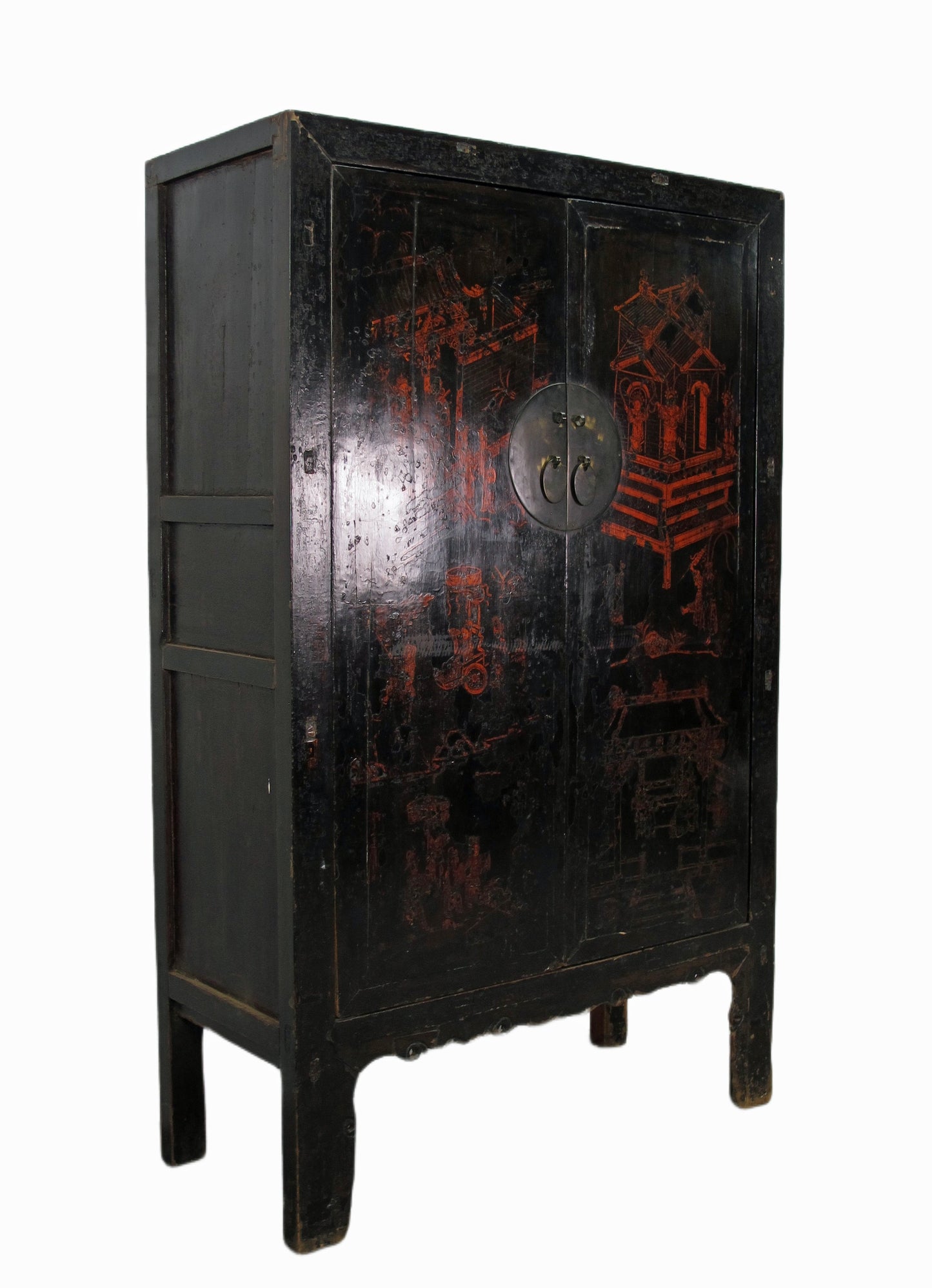 Mueble aparador chino antiguo negro de 213 cm de altura