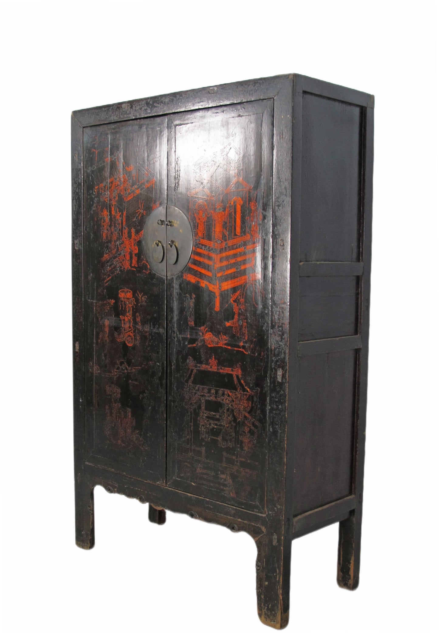 Mueble aparador chino antiguo negro de 213 cm de altura