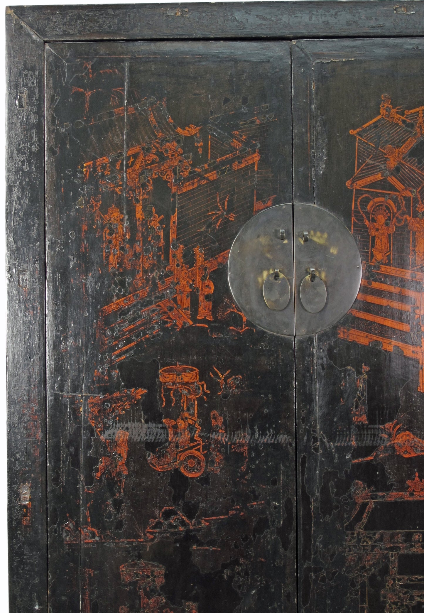Mueble aparador chino antiguo negro de 213 cm de altura