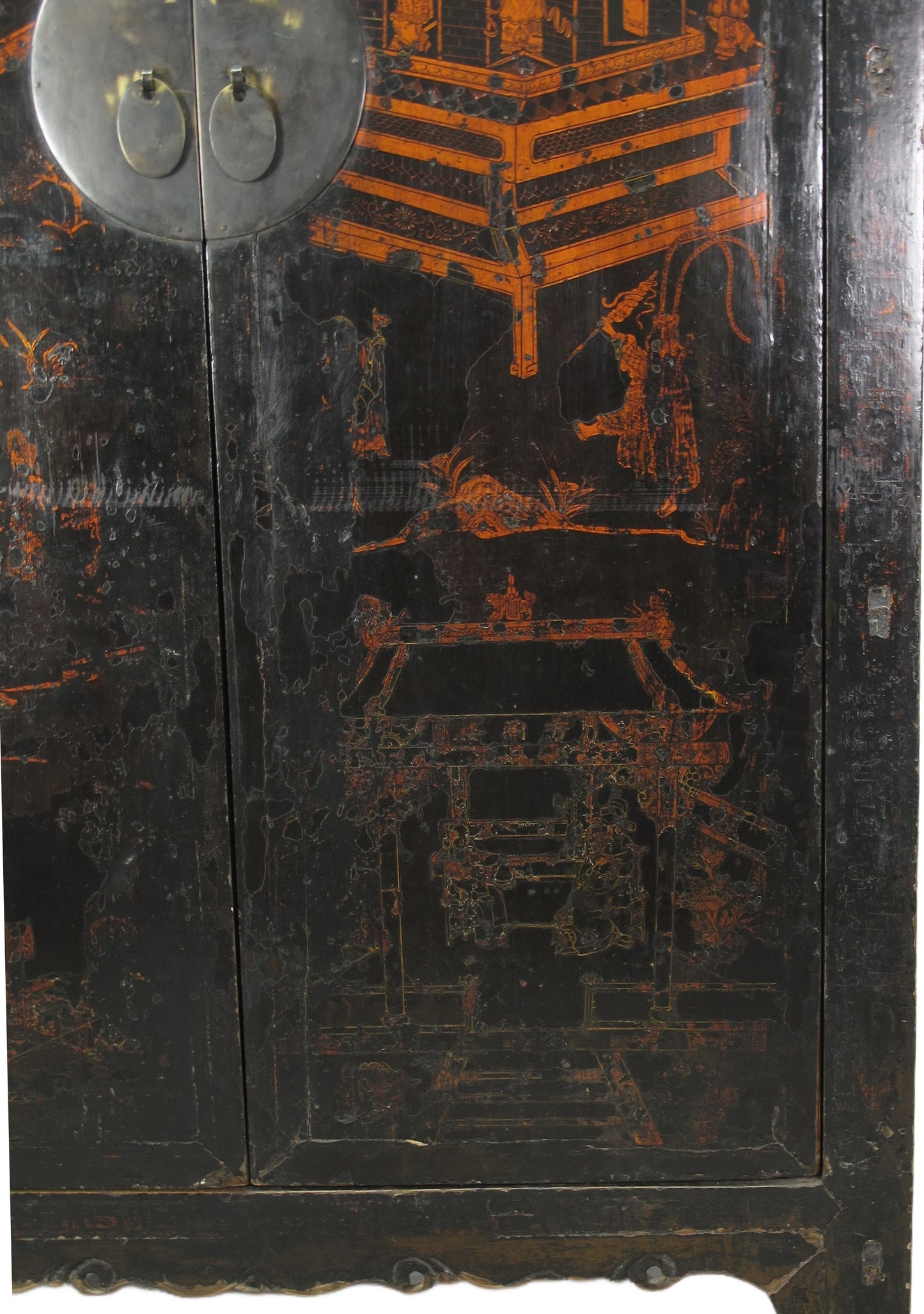 Mueble aparador chino antiguo negro de 213 cm de altura
