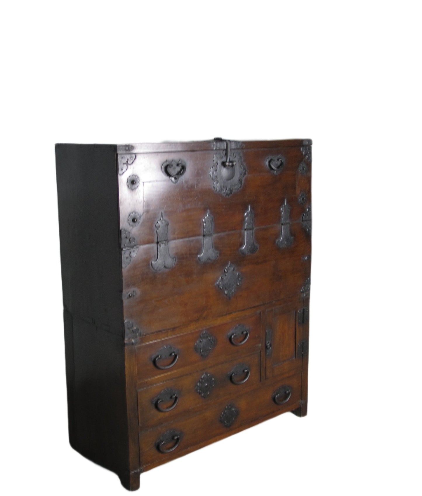 Cofre Armario Coreano Antiguo Marrón Oscuro de Dos Piezas