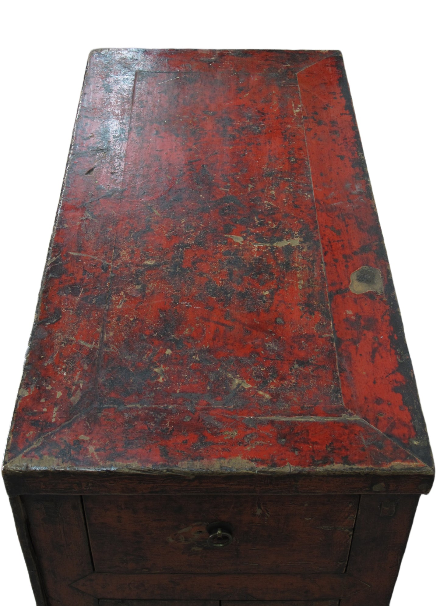 Gabinete Tibetano Antiguo de Gansu con Corona de Flores Pintada a Mano