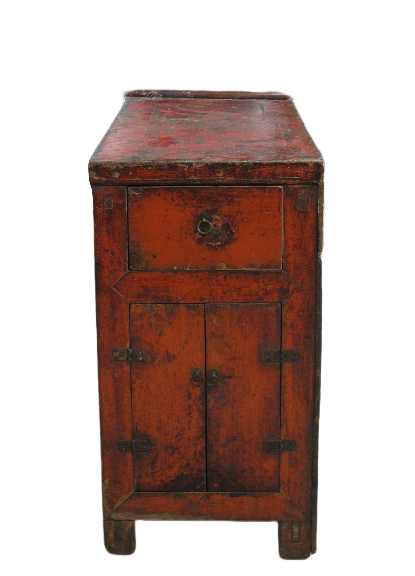Gabinete Tibetano Antiguo de Gansu con Corona de Flores Pintada a Mano