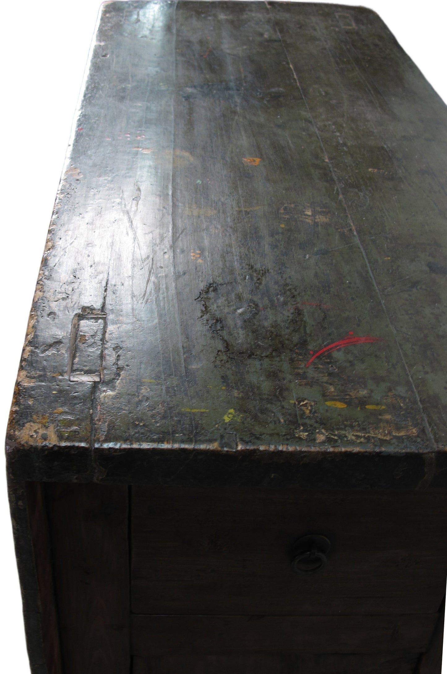Rustic Red/Green Antique Cabinet