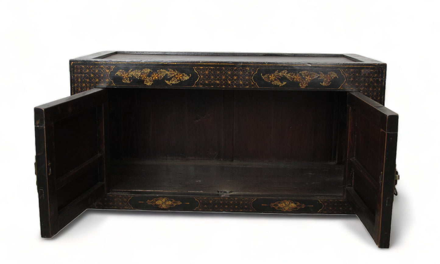 Armario negro vintage chino de estilo chinoiserie pintado a mano 2