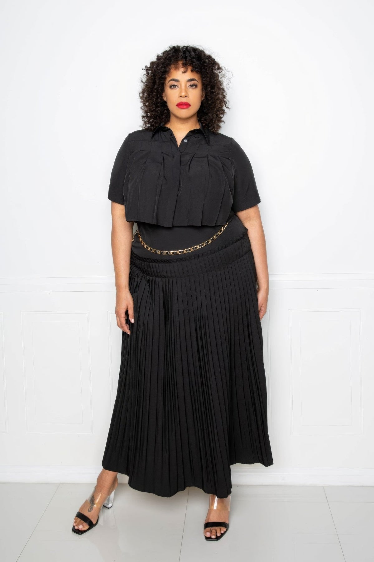 “Ravina” Black Maxi Skirt Set