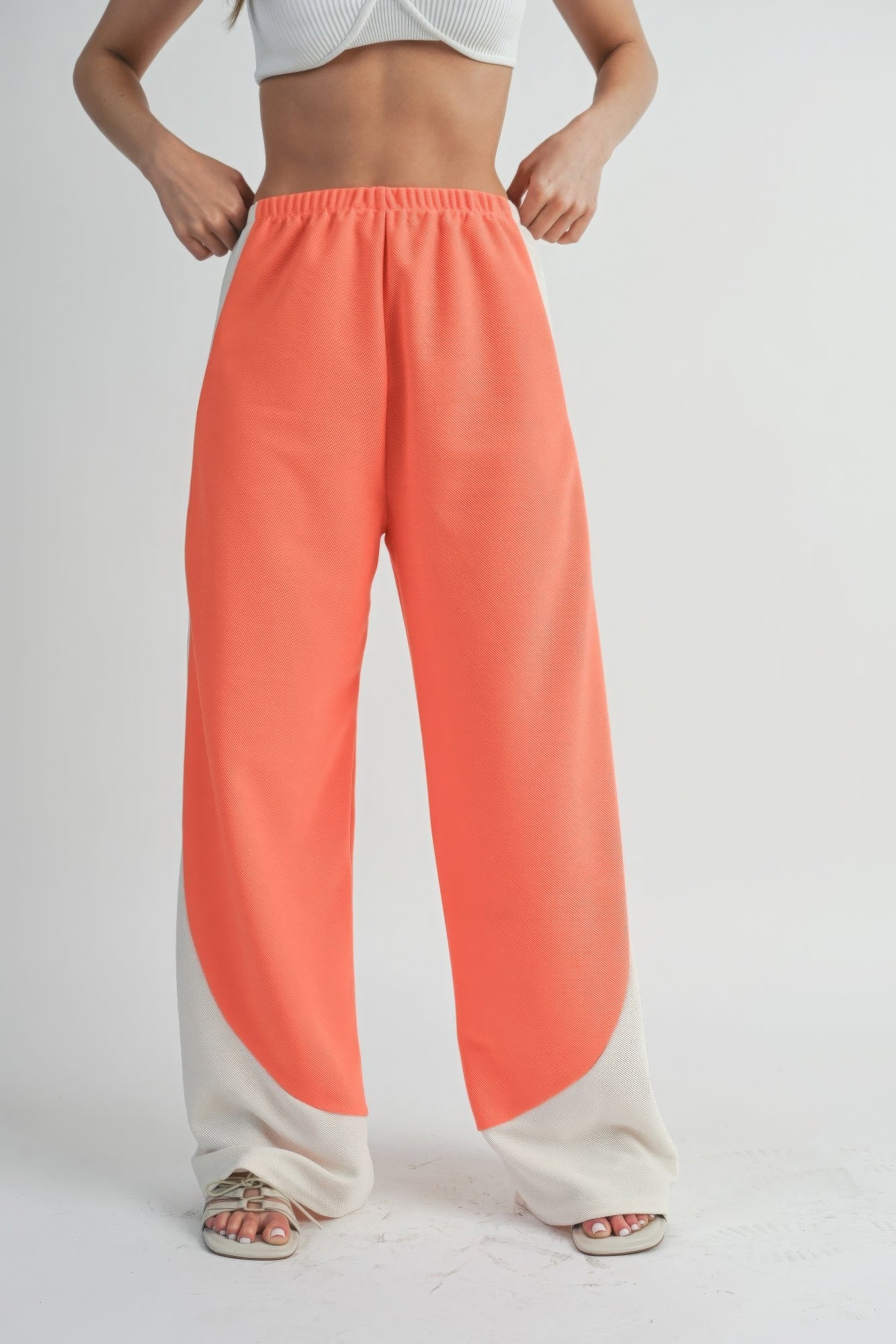 Pantalones anchos de dos tonos
