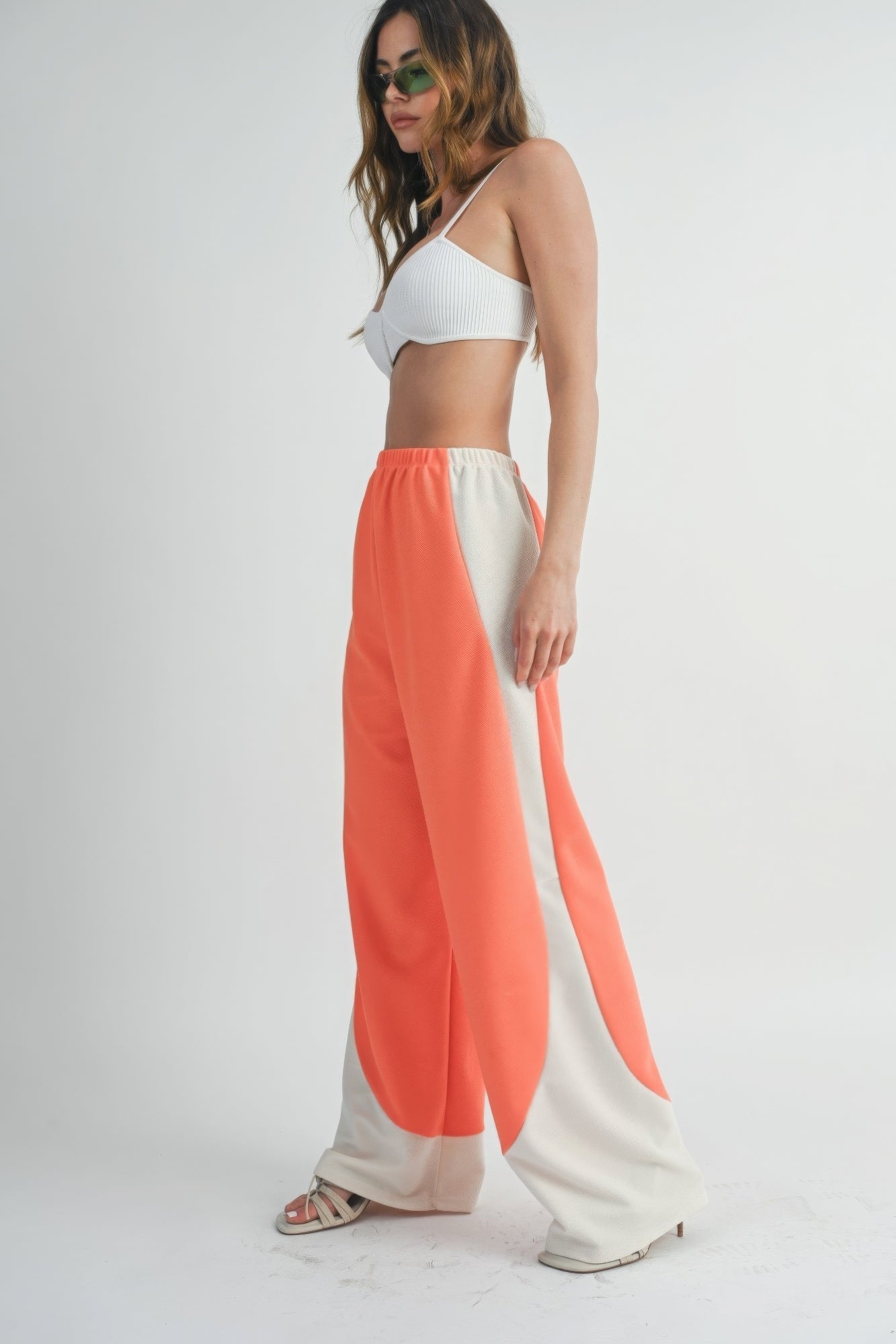 Pantalones anchos de dos tonos