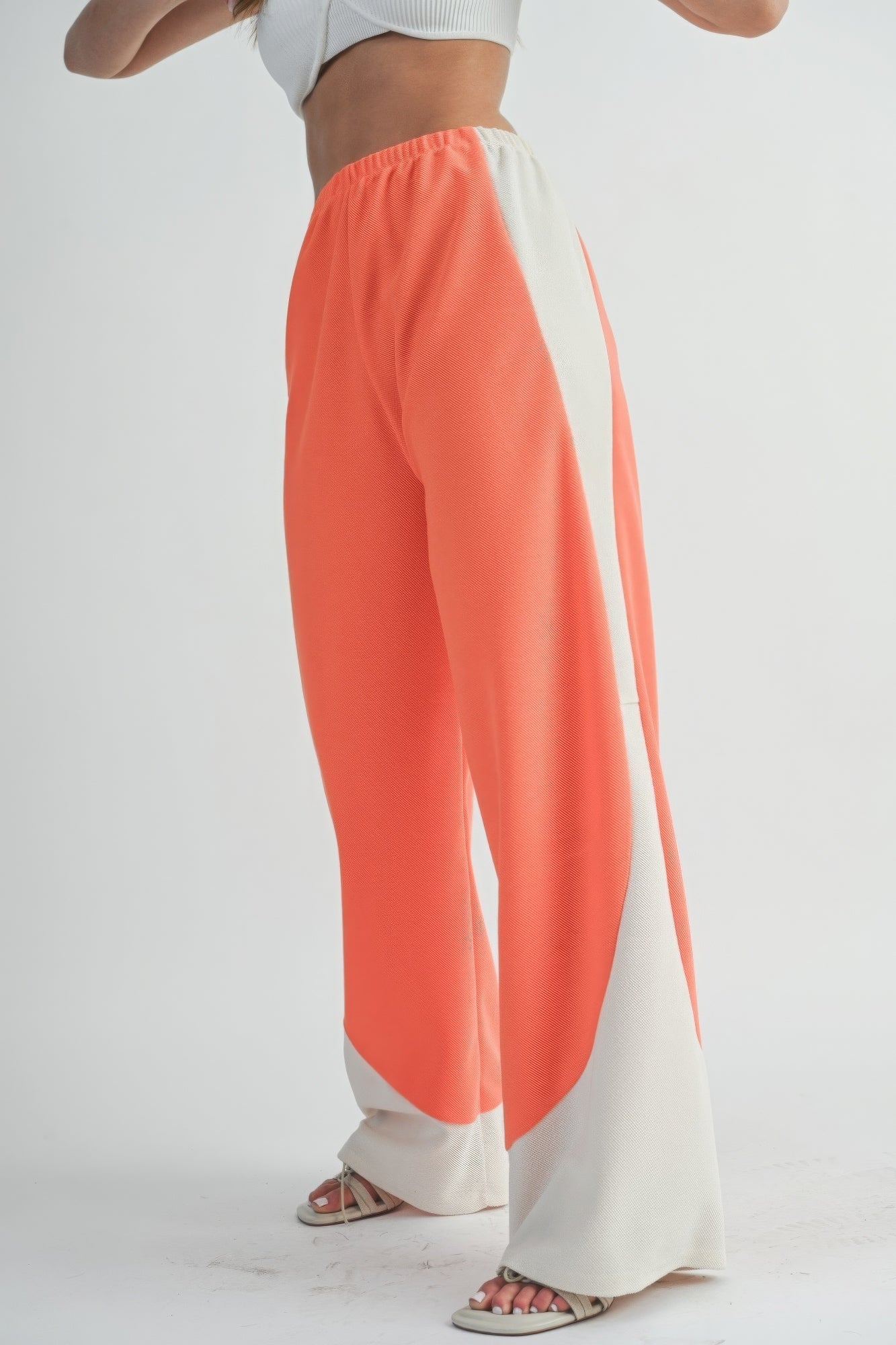 Pantalones anchos de dos tonos