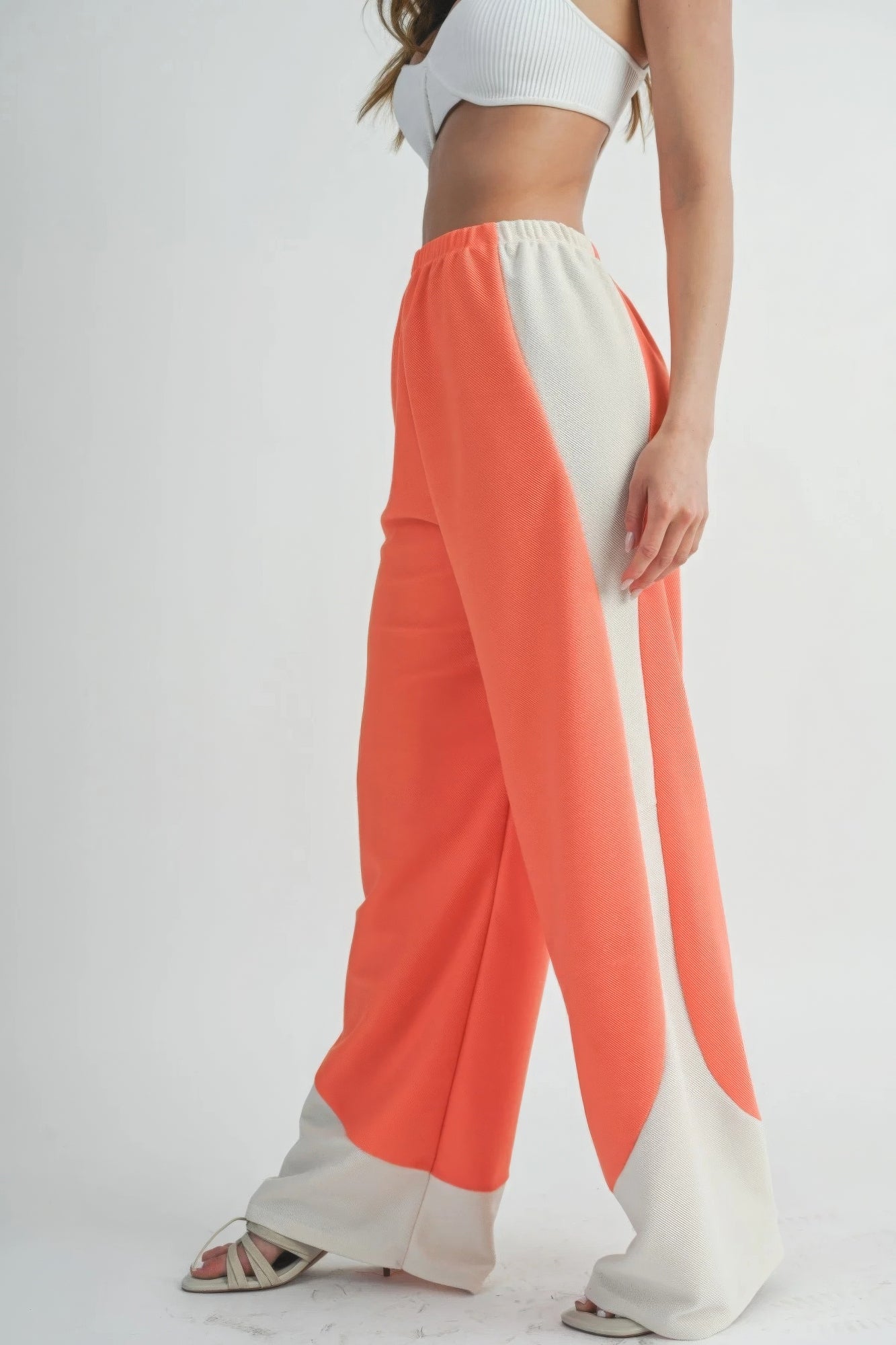 Pantalones anchos de dos tonos