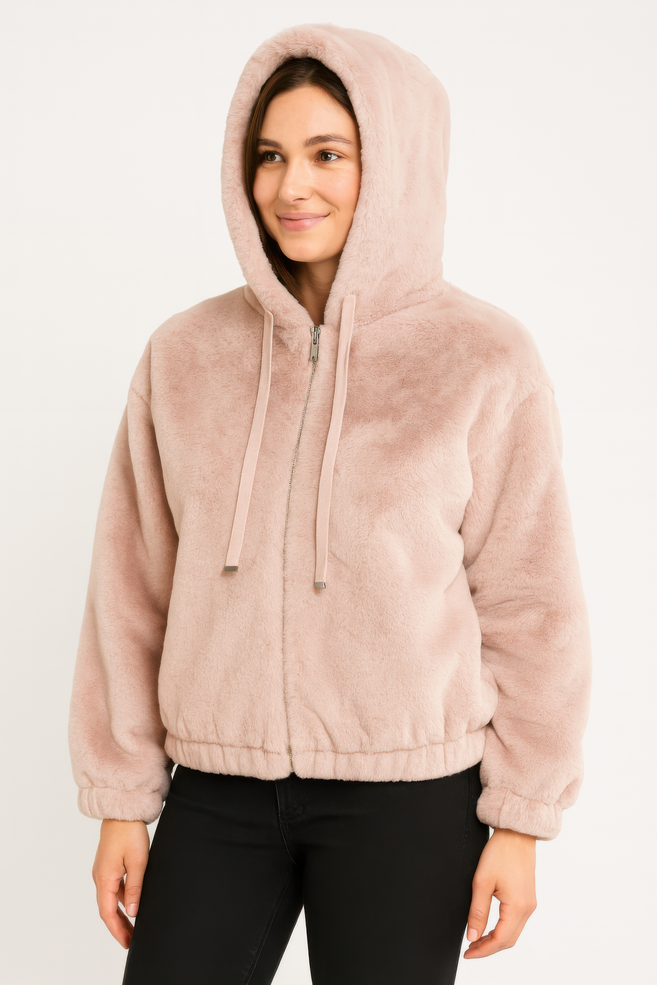 Plush Zip-Up Hooded Jacket See size chart under “more details”