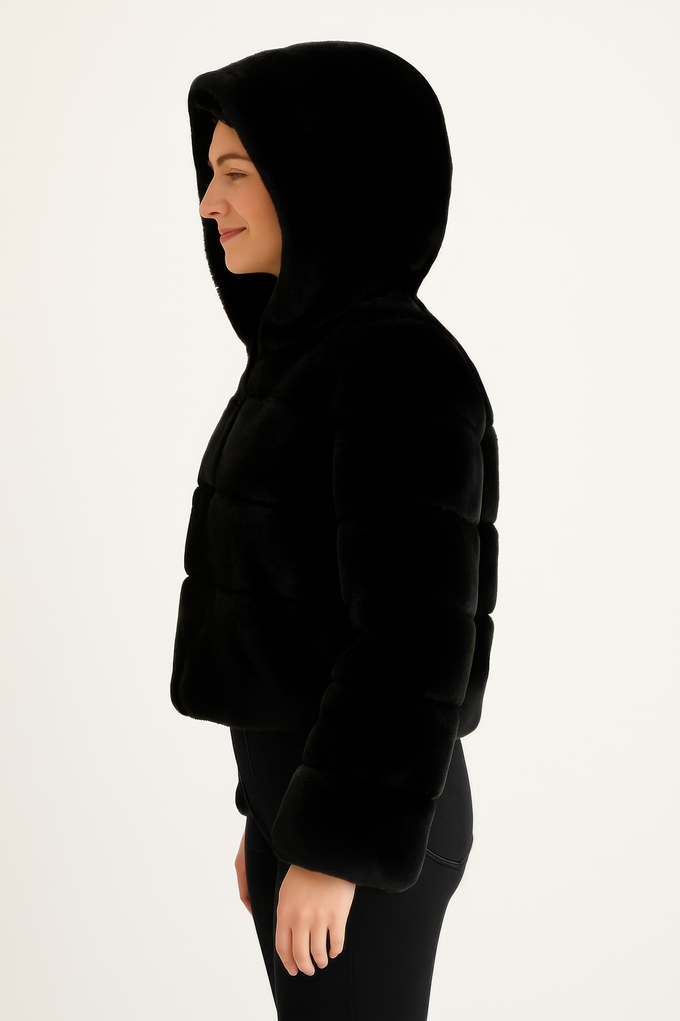Faux Fur Hooded Jacket See size chart under “more details”