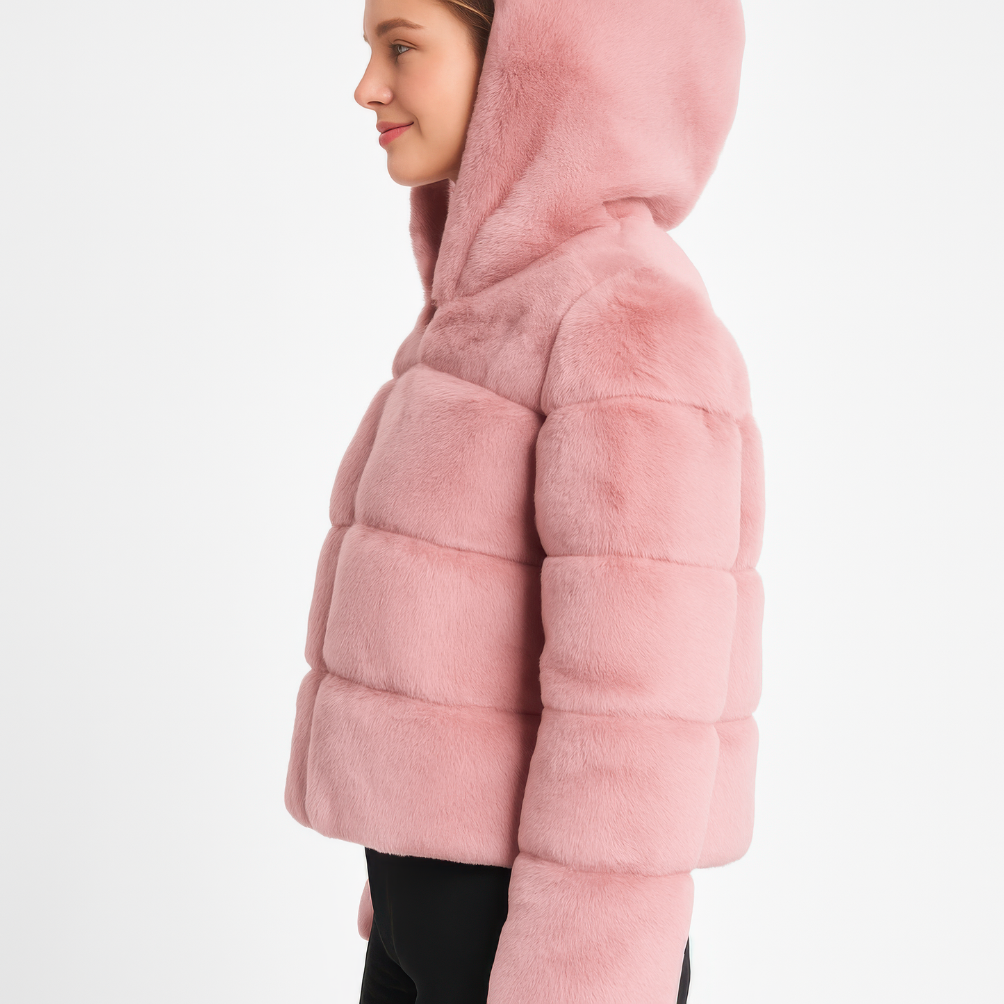 Faux Fur Hooded Jacket See size chart under “more details”