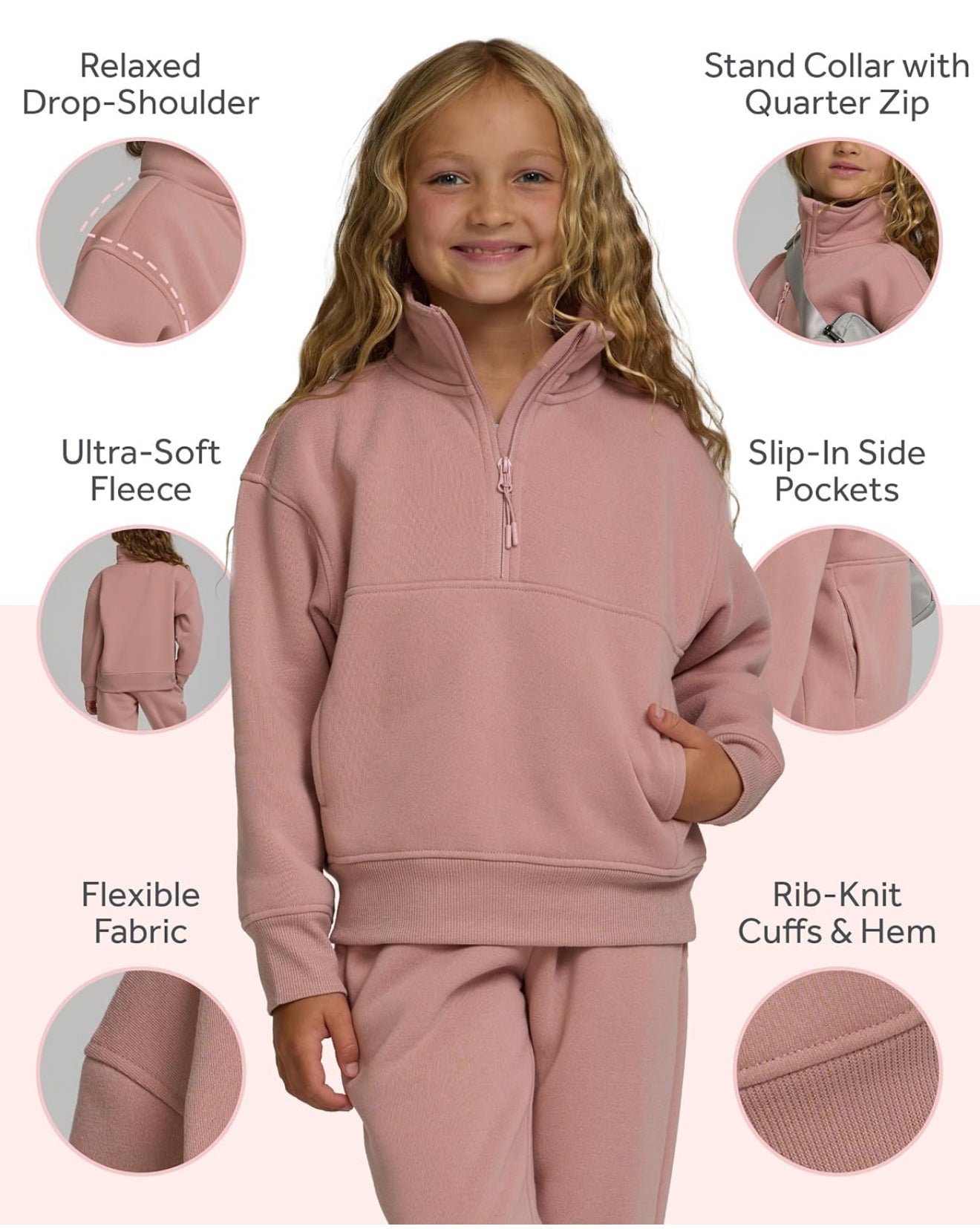 Girls 3-Pack Sweatshirts - Hoodies & Quarter Zip Fleece Set | AURORE LUXURE