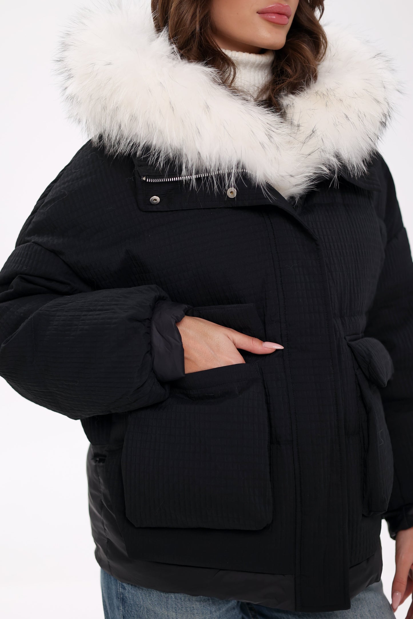 Parka de piel auténtica de zorro ártico con relleno de plumón