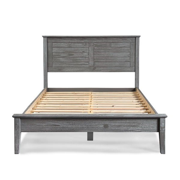 Cama de plataforma contemporánea de pino macizo gris tamaño Queen