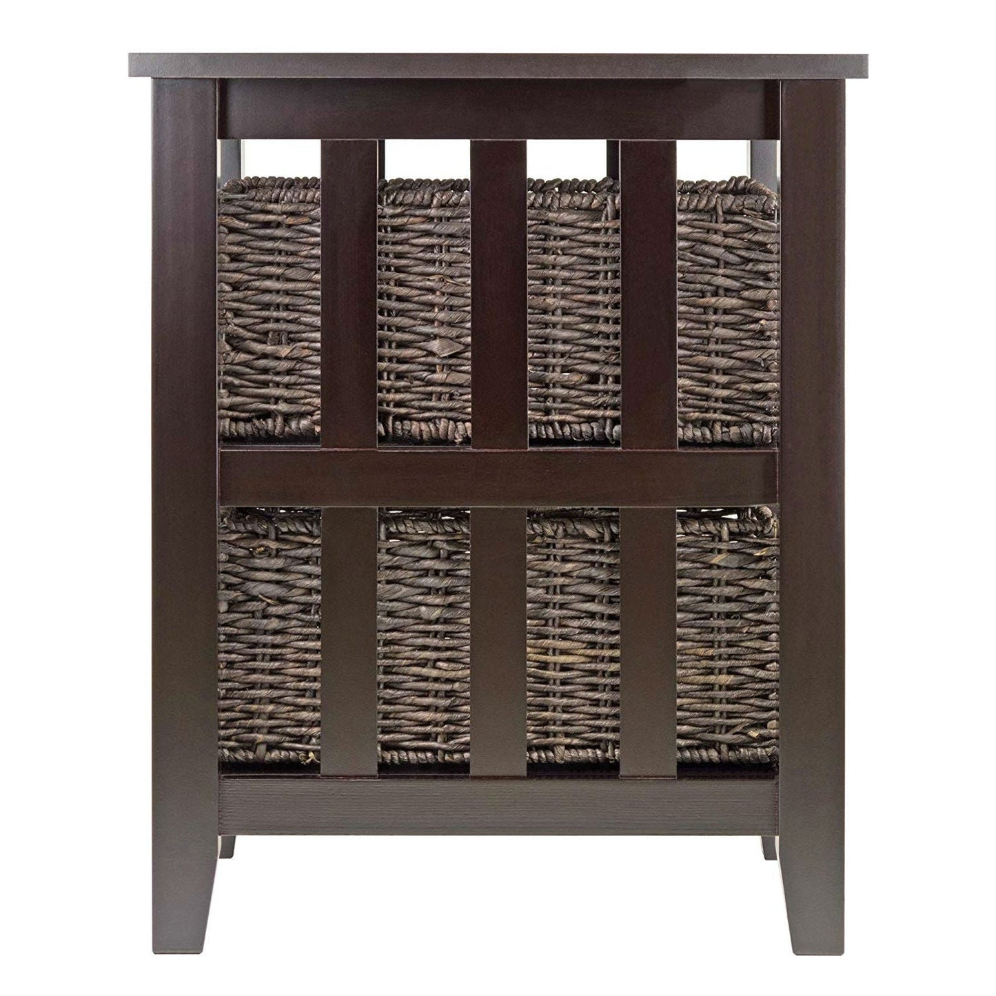 Mesa auxiliar con estantes de 3 niveles para libros Espresso con 2 cestas pequeñas de almacenamiento