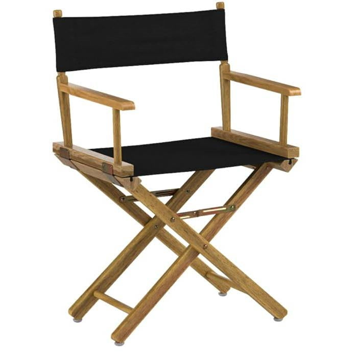 Silla de Director de Comedor para Patio Interior/Exterior con Marco de Madera Maciza y Asiento Negro