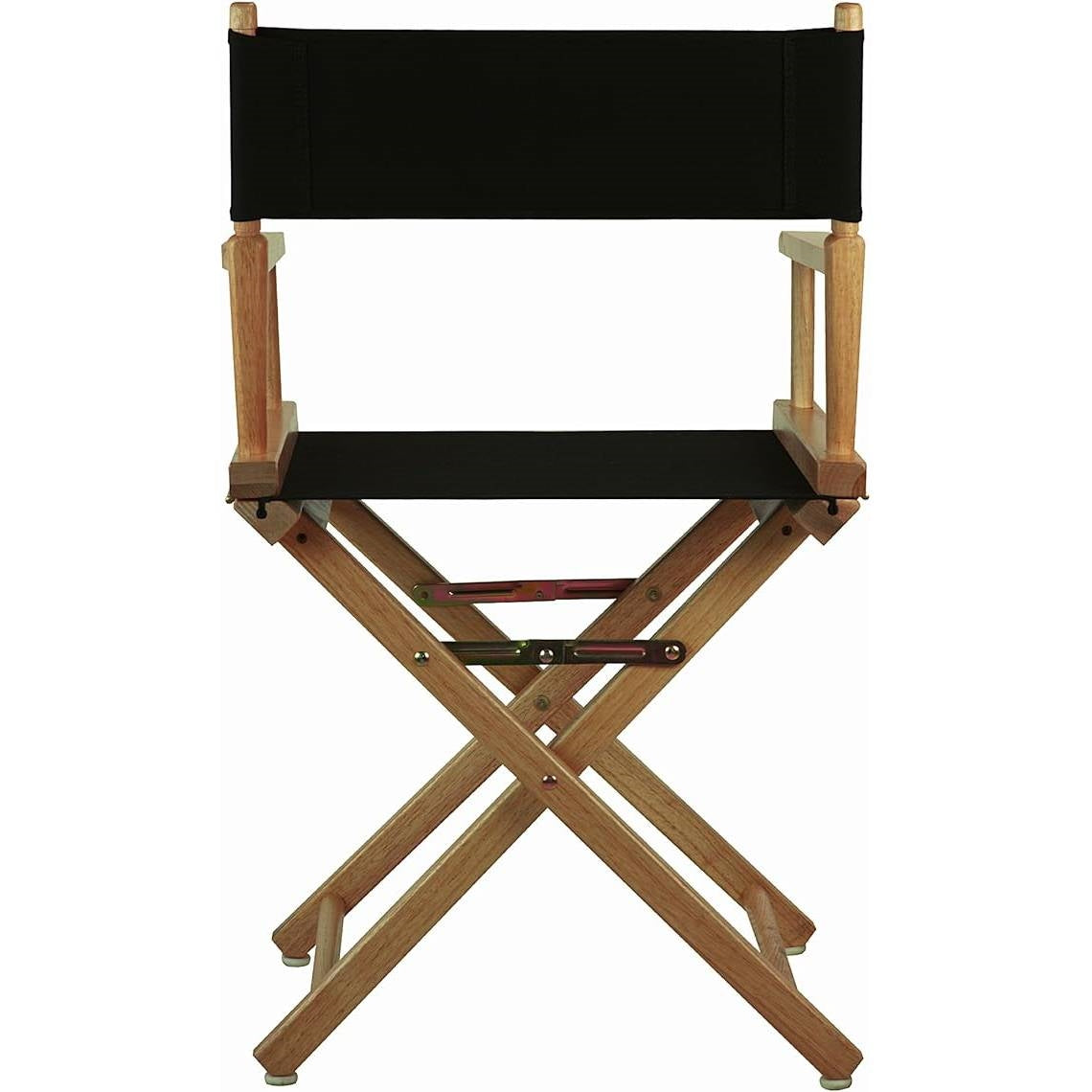 Silla de Director de Comedor para Patio Interior/Exterior con Marco de Madera Maciza y Asiento Negro