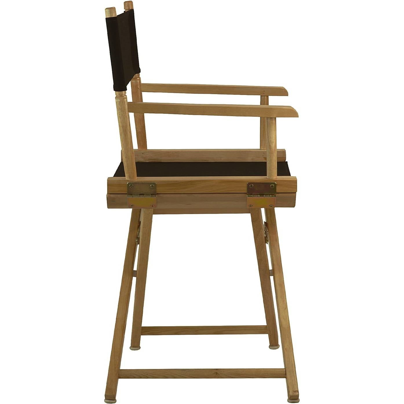 Silla de Director de Comedor para Patio Interior/Exterior con Marco de Madera Maciza y Asiento Negro