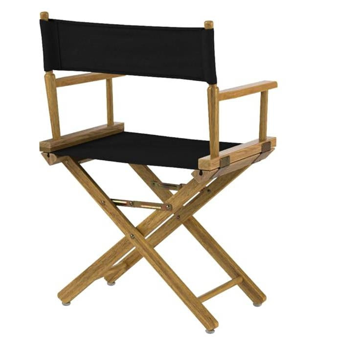 Silla de Director de Comedor para Patio Interior/Exterior con Marco de Madera Maciza y Asiento Negro
