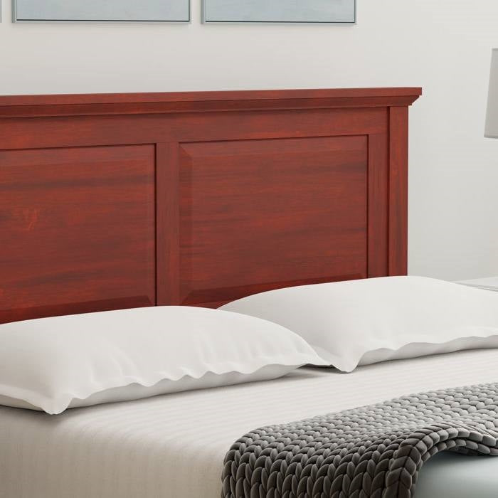 Cama plataforma tradicional de madera maciza de roble King con cabecero en cerezo