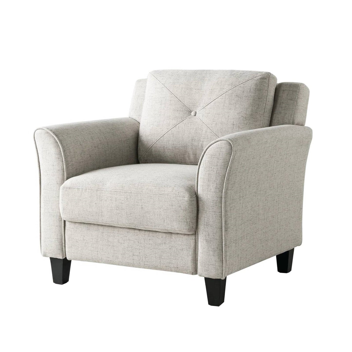 Sillón Tapizado en Microfibra Color Crema con Respaldo Acolchado con Botones