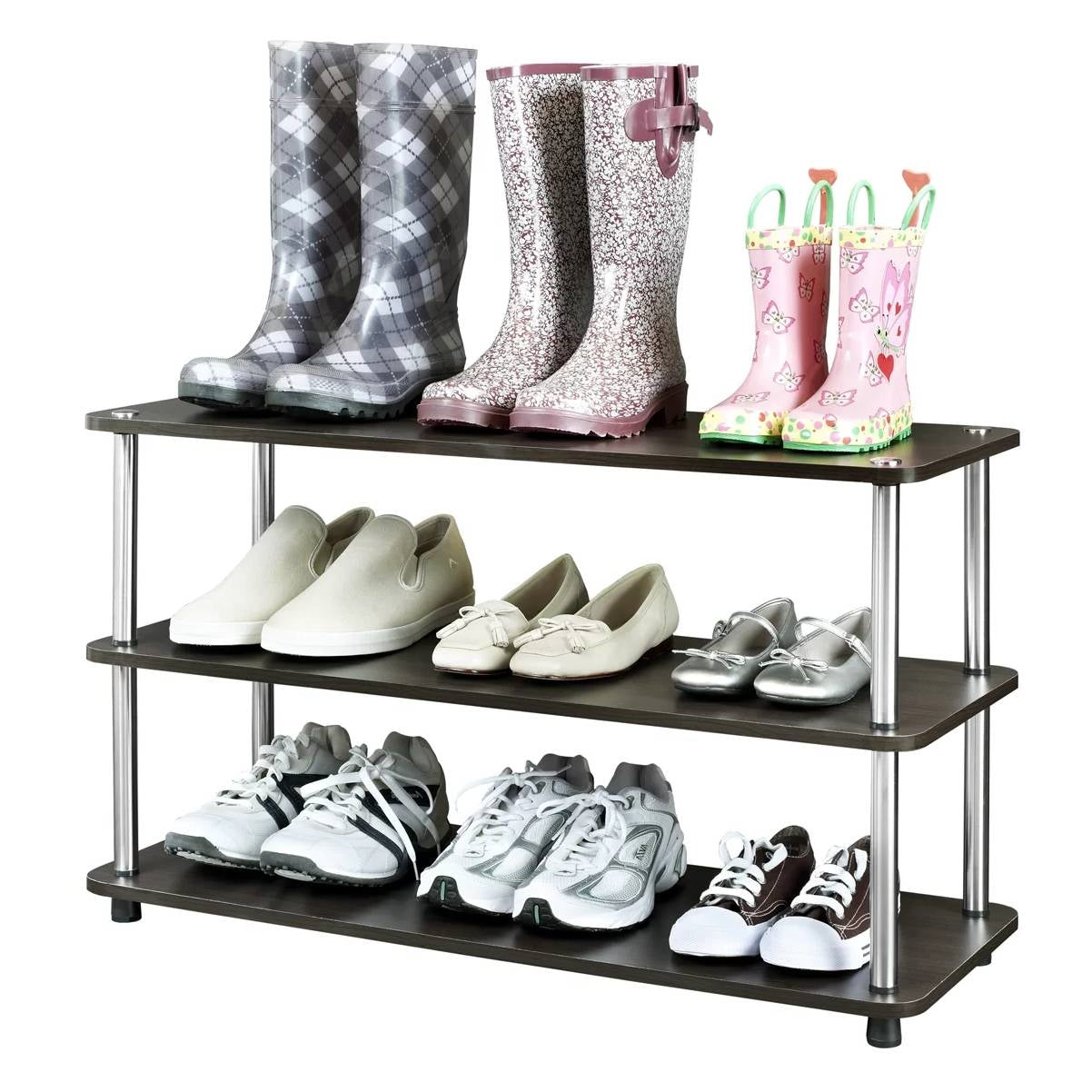 Zapatero moderno espresso de 3 niveles - Con capacidad para hasta 12 pares de zapatos