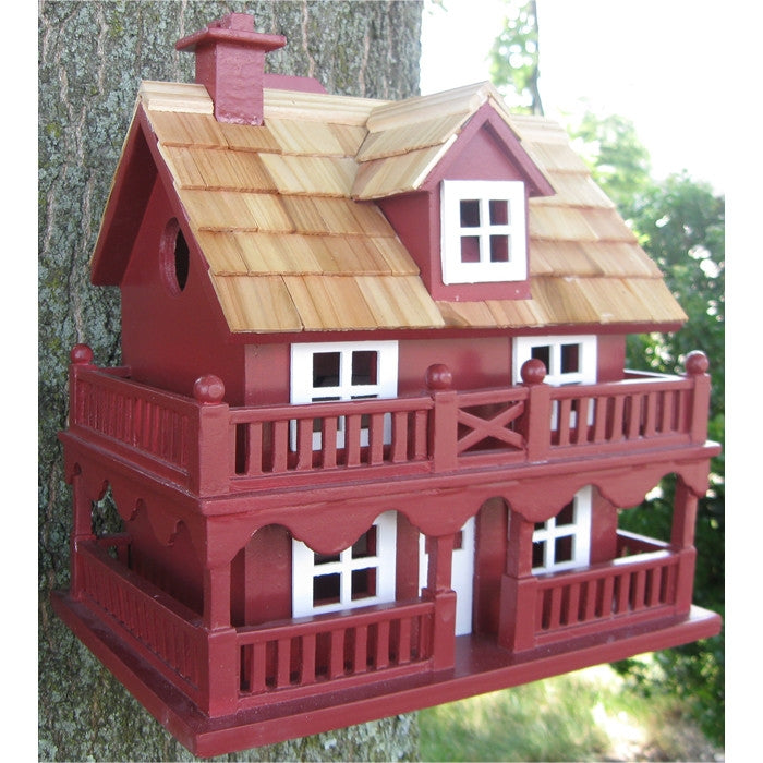 Casita para pájaros de madera roja - Hecha de madera dura secada al horno