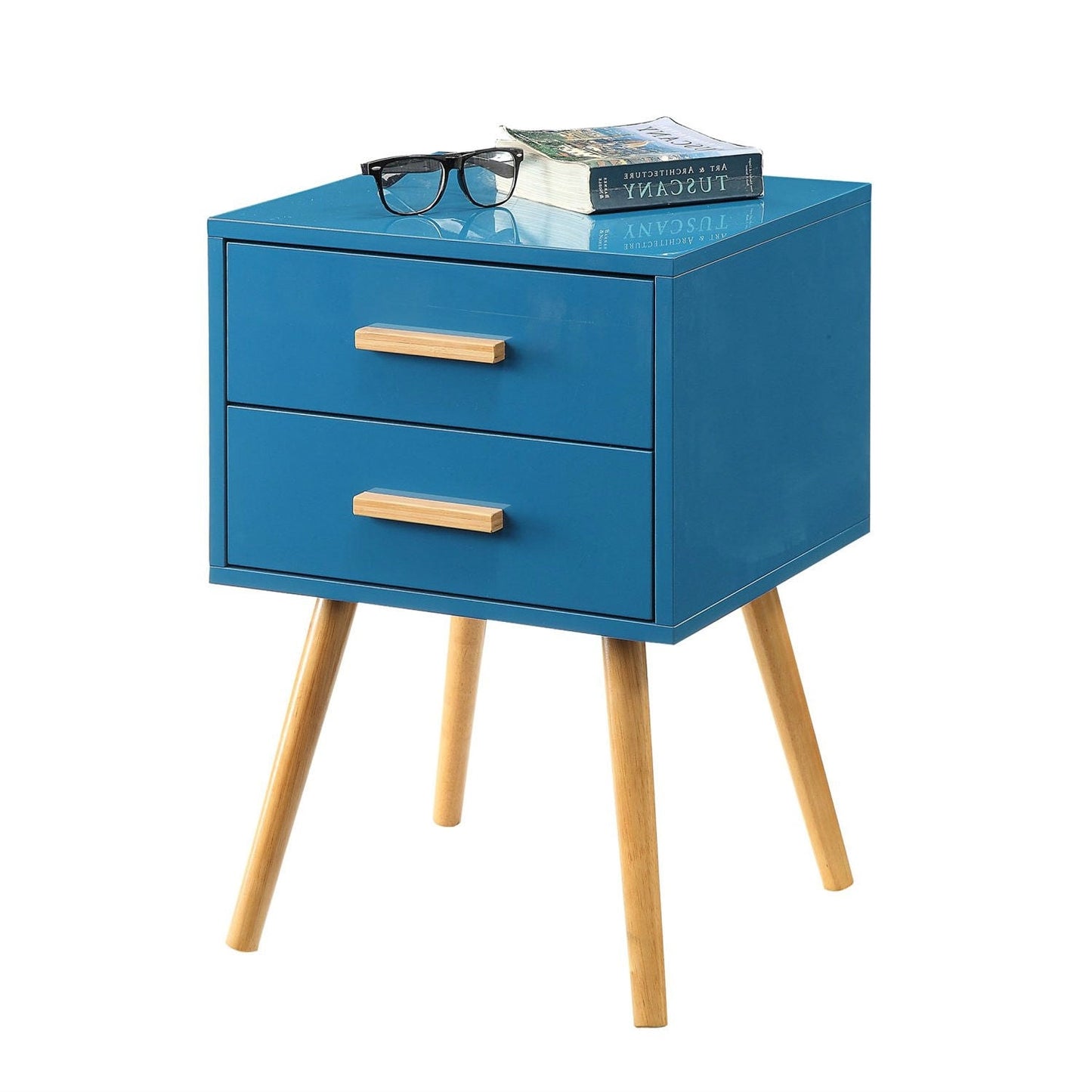 Mesa Auxiliar de Noche de Estilo Clásico Moderno de Mediados de Siglo en Acabado Azul