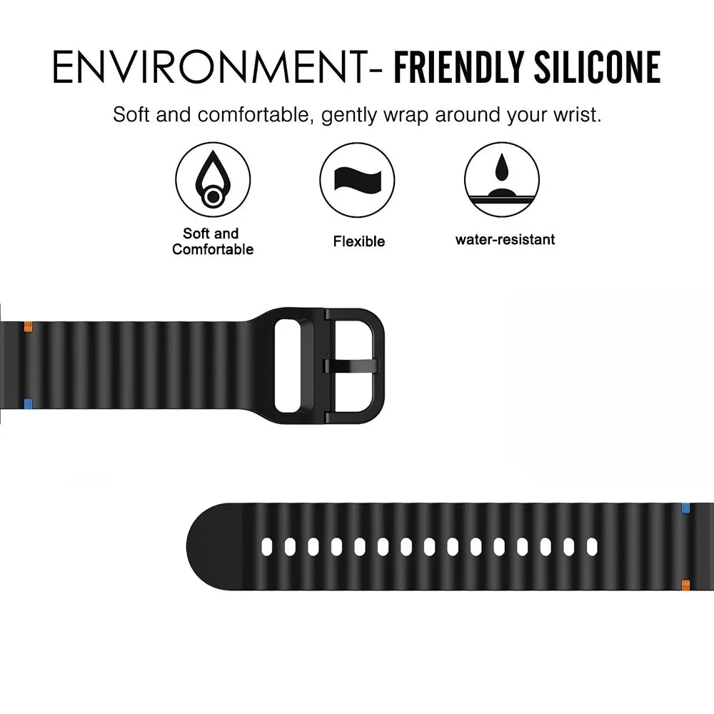 COROS PACE & APEX Wave-Ribbed Silicone Band, Matching Buckle