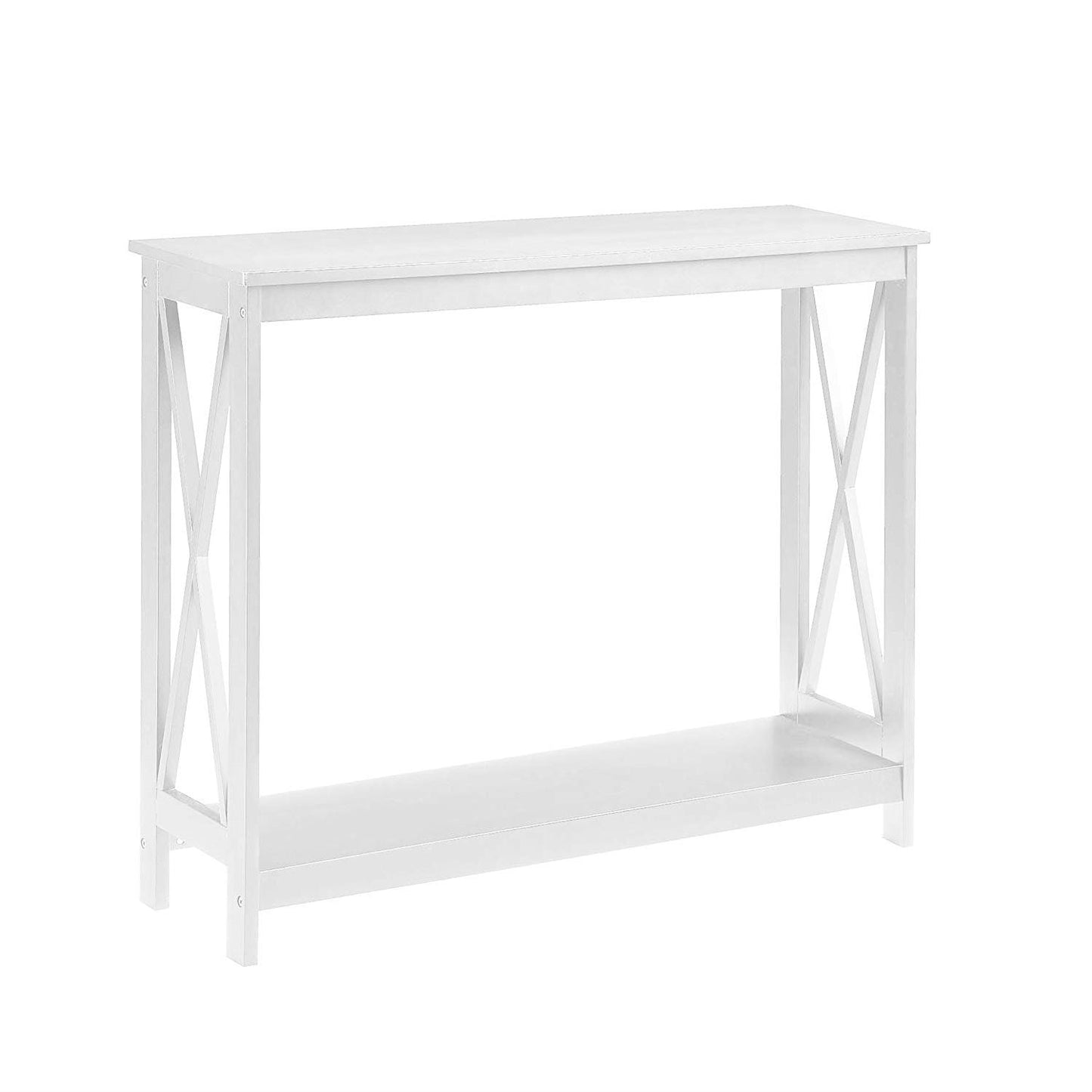 Mesa de sofá consola de madera blanca con estante de almacenamiento inferior