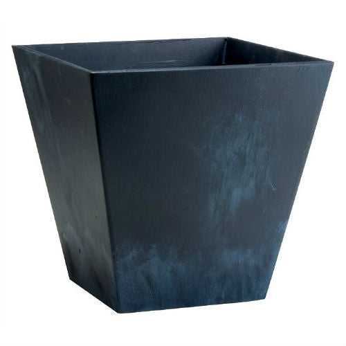Maceta cuadrada contemporánea de 12 pulgadas en plástico negro